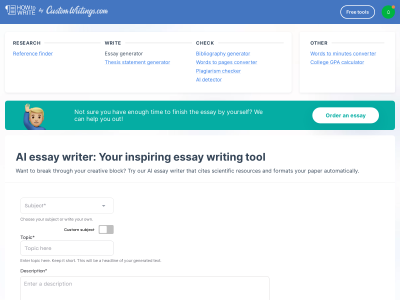 CustomWritings AI Essay Writer