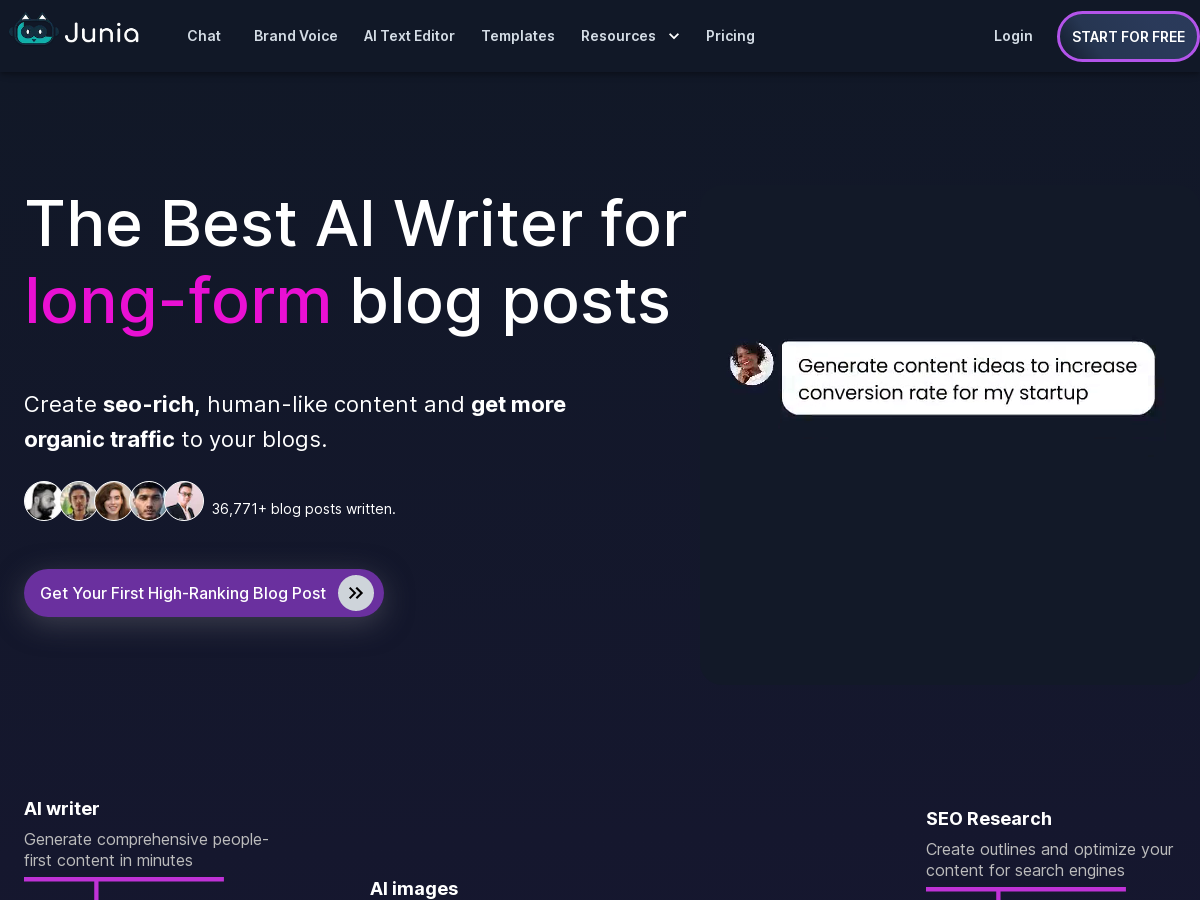 Junia AI | Features, Reviews, and Alternatives